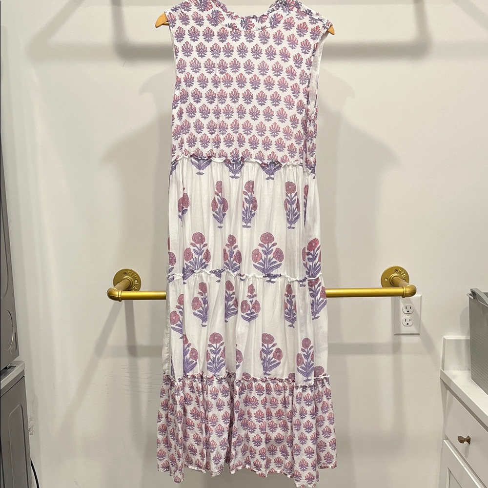 Elegant Floral Maxi Dress - Purple and White